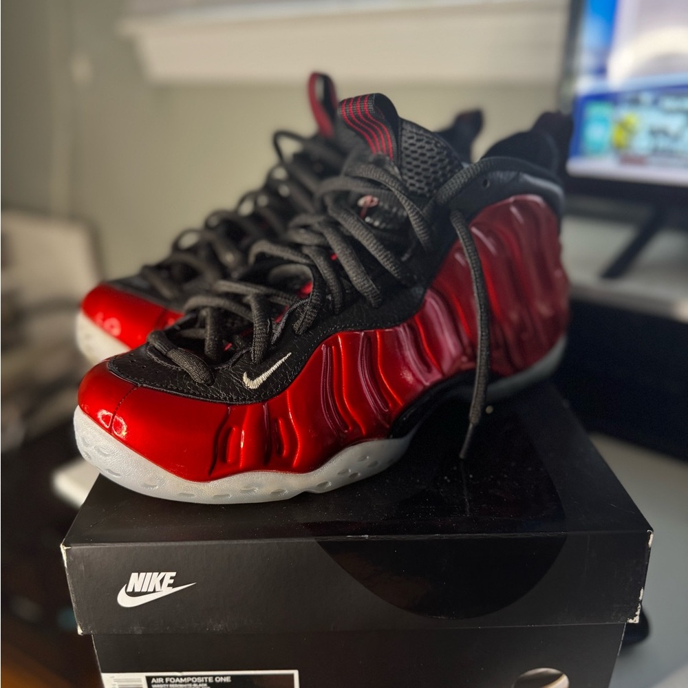 Nike Red and Black Foamposite Shoes
